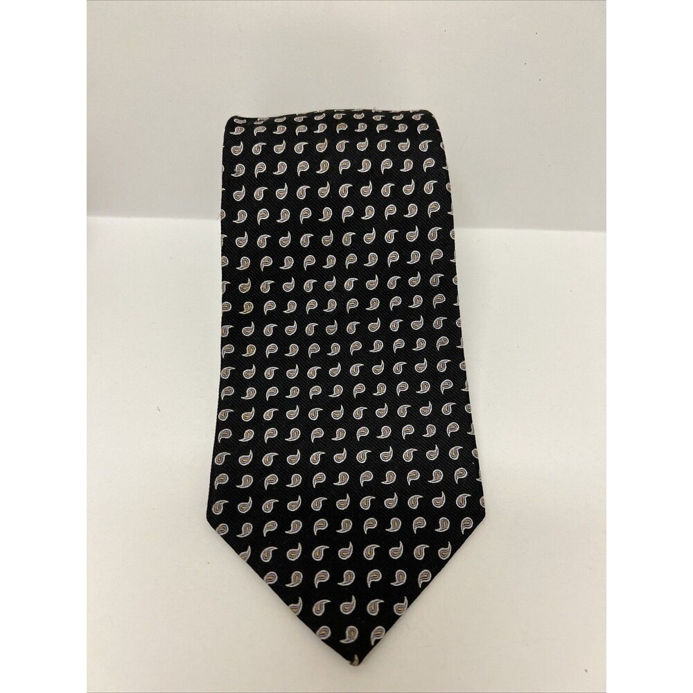 Polo Ralph Lauren Black Red White Paisley Splash Silk Tie Made In USA